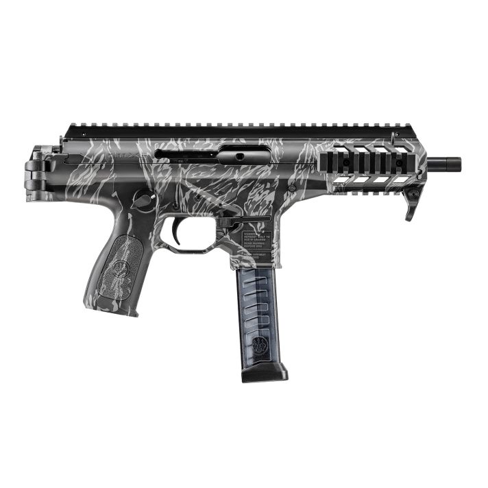 Beretta USA JPMXSTG30 PMXs9mm Luger 30+1 (2) 6.90" Threaded Barrel, Limited Edition Black & Gray Tiger Stripe, QD End Plate, Picatinny Handguard, Ambidextrous Controls