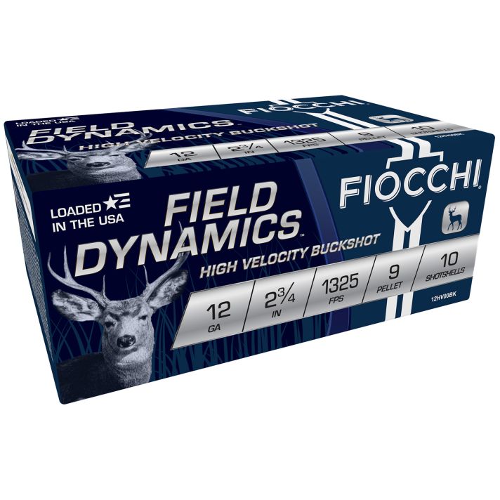 Fiocchi 12HV9P Field Dynamics12Gauge 2.75" 9Pellets 00Buck Shot 10 Per Box/25 Case