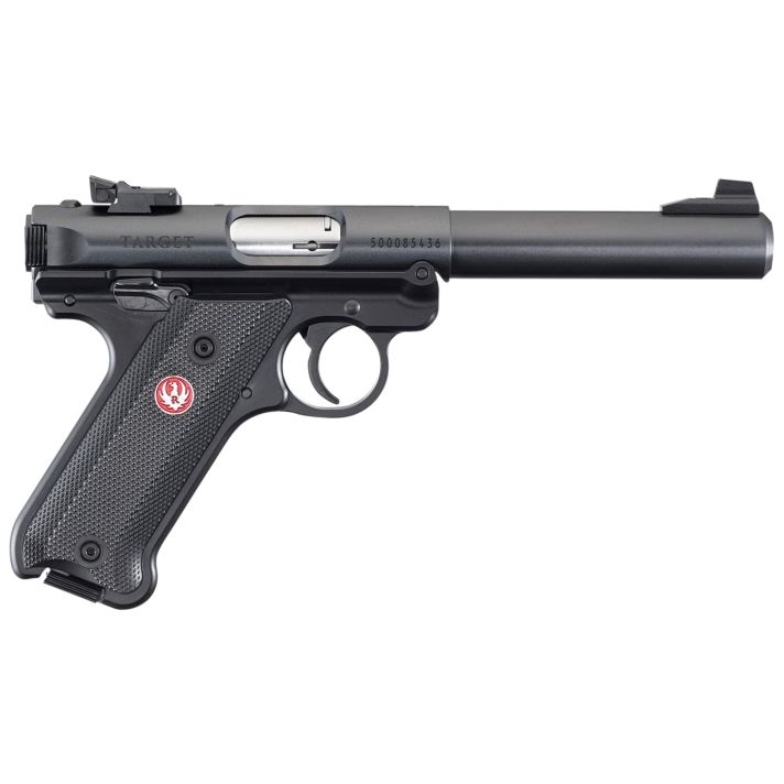 Ruger 40183 Mark IV Target *CA Compliant 22 LR 10+1 5.50" Blued Bull Barrel, Blued Aluminum Frame, Black Checkered Polymer Grip, Right Hand
