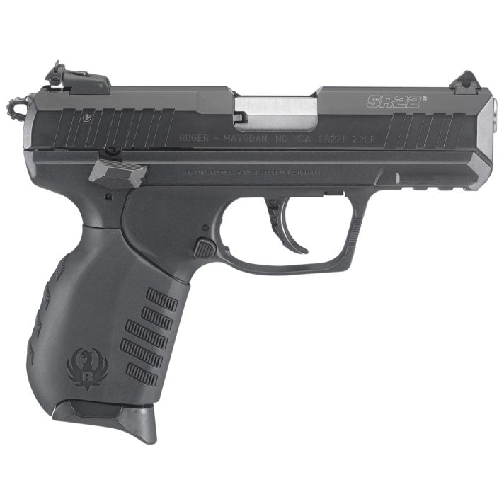 Ruger 3657 SR22 *CA Compliant 22 LR 10+1 3.50" Satin Stainless Steel Barrel, Black Anodized Serrated/Aluminum Slide, Black Polymer Frame w/Picatinny Rail Frame, Black Polymer Grips