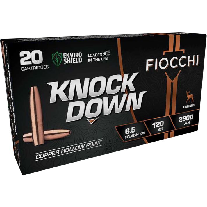 Fiocchi 65CMCHA Knock Down Enviro Shield 6.5Creedmoor 120gr Hollow Point 20 Per Box/10 Case