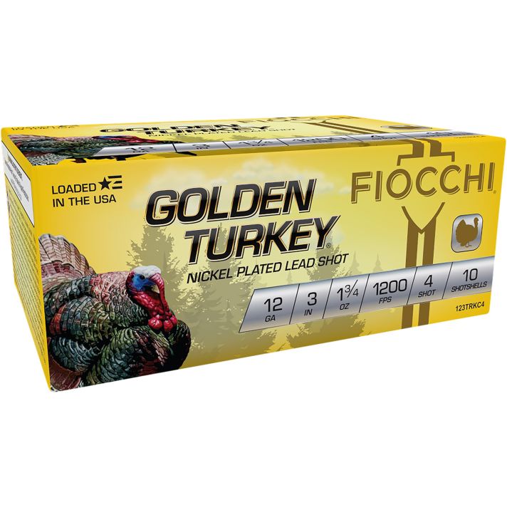 Fiocchi 123TRKC4 Golden Turkey12Gauge 3" 1 3/4oz 4Shot 10 Per Box/10 Case