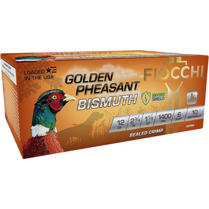 Fiocchi 12GPB6 Golden Pheasant Bismuth 12Gauge 2.75" 1 1/4oz 6Shot 10 Per Box/10 Case