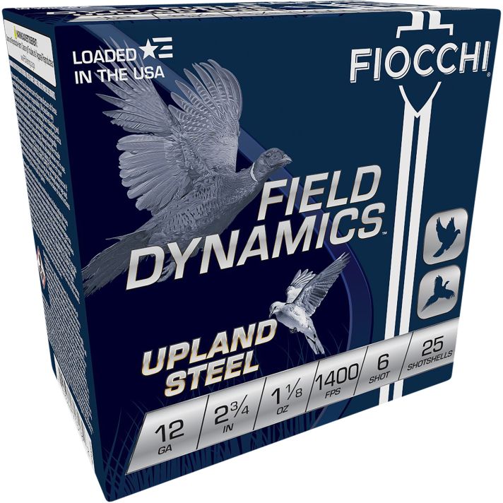 Fiocchi 12HVST6 Field Dynamics Upland Steel 12Gauge 2.75" 1 1/8oz 6Shot 25 Per Box/10 Case