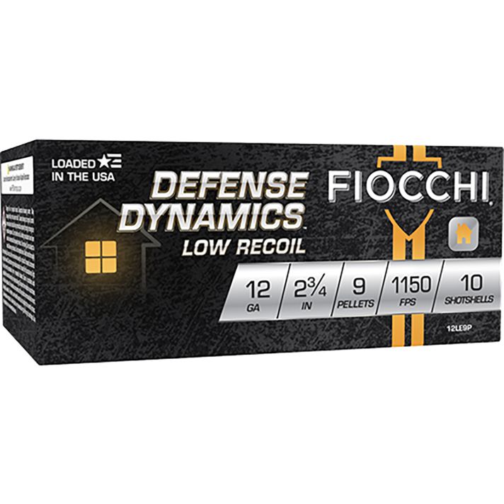Fiocchi 12LE9P Defense Dynamics Low Recoil 12Gauge 2.75" 1Buck Shot 10 Per Box/25 Case