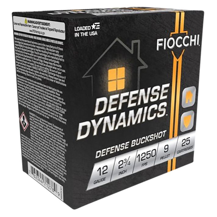 Fiocchi 12EX9P Defense Dynamics Defense Buckshot 12Gauge 2.75" 25 Per Box/10 Case