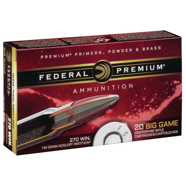 Federal P270P Premium270Win 130gr Nosler Partition 20 Per Box/10 Case