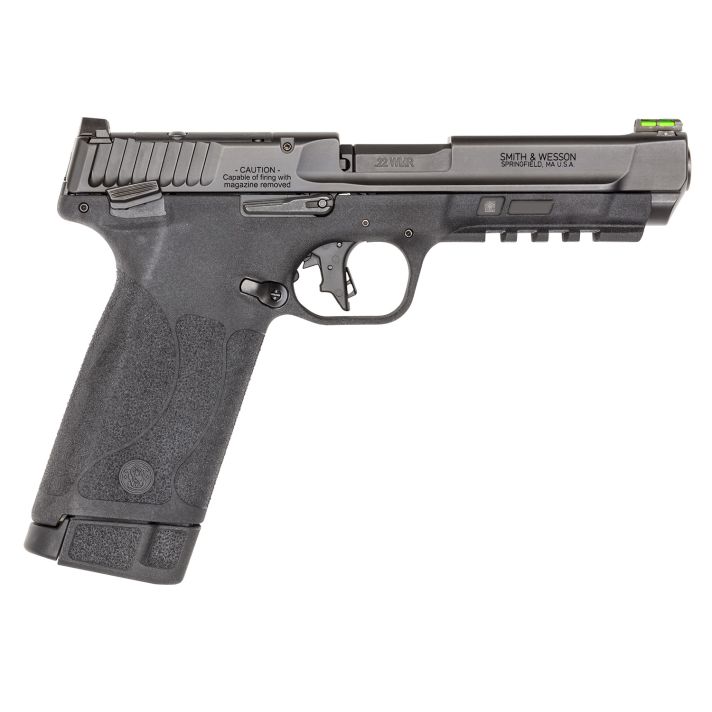 Smith & Wesson 13433 M&P 22 Magnum22 WMR 30+1 (2) 4.35" Tempo Barrel System, Black, Polymer Frame with Pic. Rail, Optic Cut Slide, Fiber Optic Sight, Flat Faced Trigger, Ambi Controls