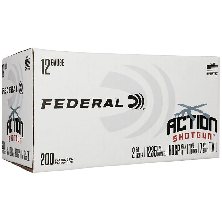Federal AS12H75 Action Shotgun12Gauge 2.75" 1 1/8oz 7.5Shot 200 Per Box/1 Case