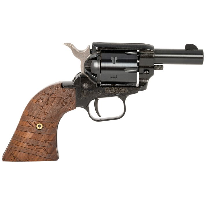 Heritage Mfg BK22B2WBRN35 Barkeep22 LR 6 Shot, 2.68" Black Oxide Steel Barrel, Black Oxide Zinc Alloy Frame, Black Oxide Cylinder, Wood w/1776 Flag Engraved Grip, Manual Safety, Exposed Hammer