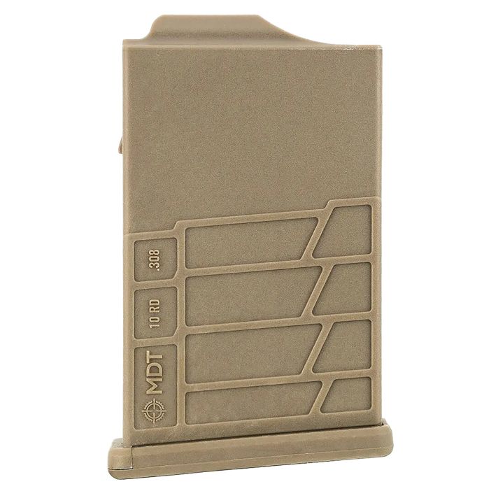 Mdt Sporting Goods Inc 104447FDE AICS Magazine10rd Extended 308/6.5 Creedmoor Short Action, FDE Polymer Fits Some Chassis/Bottom Metal (MDT/XLR/KRG/GRS/CDI/Pacific Tool & Gauge)