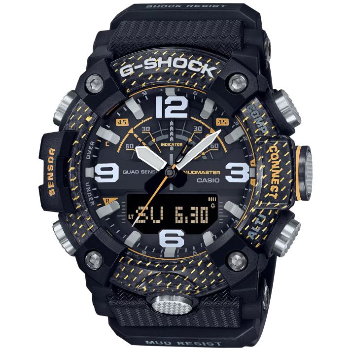 G-shock/vlc Distribution GGB100Y1 G-Shock Tactical MudMaster Keep Time Black/Yellow Size 145-215mm Features Digital Compass