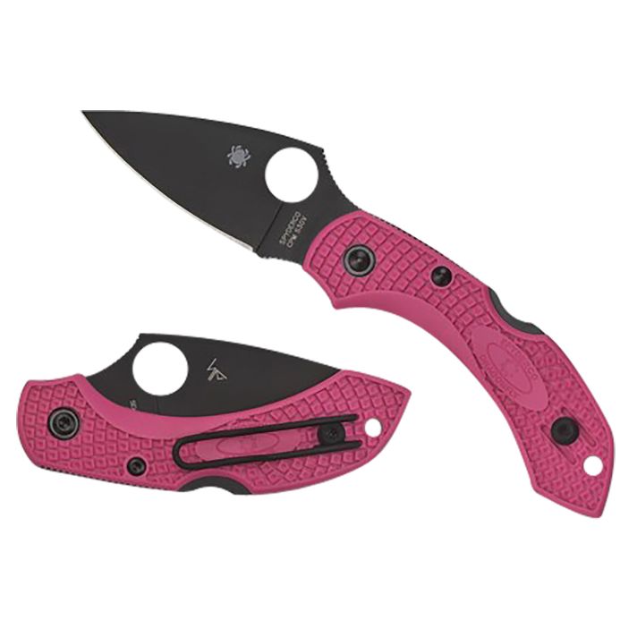 Spyderco C28FPPNS30VBK2 Dragonfly 22.30" Folding Plain Black TiCN CPM S30V SS Blade/Pink Textured w/Black Accents FRN Handle Includes Pocket Clip