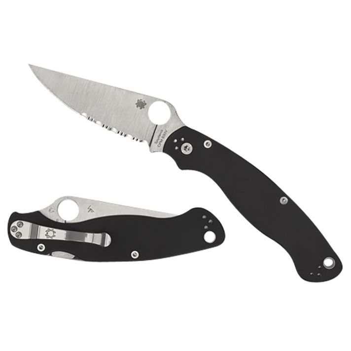 Spyderco C36GP2 Military 24" Folding Plain Stonewashed CPM S30V SS Blade/Black Textured G10 Handle Includes Pocket Clip