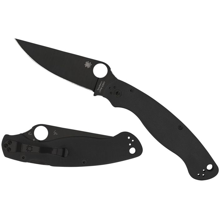 Spyderco C36GPBK2 Military 24" Folding Plain Black DLC CPM S30V SS Blade/ Black Textured G10 Handle Includes Pocket Clip