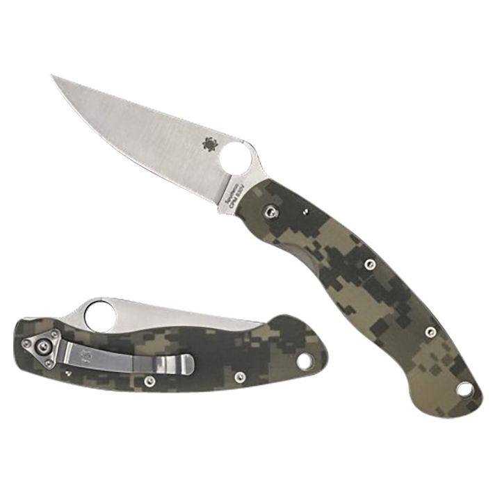 Spyderco C36GPCMO Military4" Folding Clip Point Plain Stonewashed CPM S30V SS Blade/ Digital Camo G10 Handle Includes Pocket Clip