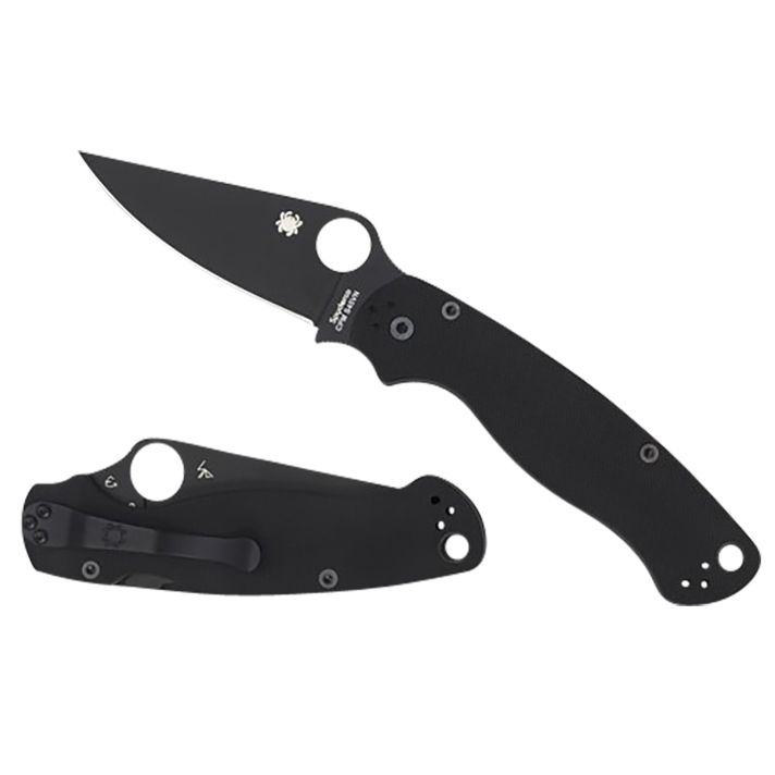 Spyderco C81GPBK2 Para Military 23.42" Folding Plain Black DLC CPM S45VN SS Blade/Black Textured G10 Handle Includes Pocket Clip