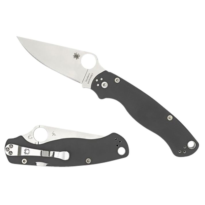 Spyderco C81GPDGY2 Para Military 23.47" Folding Plain Satin Maxamet Steel Blade/Dark Gray Textured G10 Handle Includes Pocket Clip