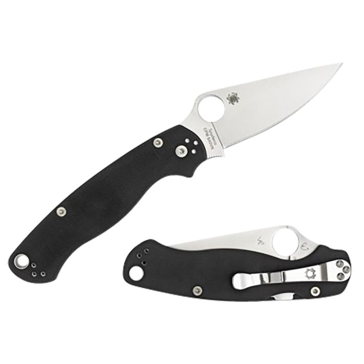 Spyderco C81GPLE2 Para Military 23.42" Folding Plain Satin CPM S45VN SS Blade Black Textured G10 Handle Left Hand Includes Pocket Clip