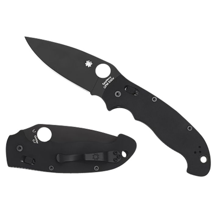 Spyderco C95GPBBK2 Manix 2XL 3.85" Folding Plain Black DLC CPM S30V SS Blade/Black Textured G10 Handle Includes Pocket Clip