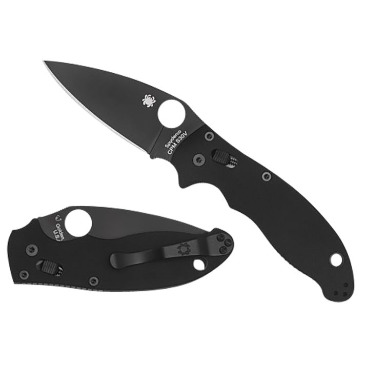 Spyderco C101GPBBK2 Manix 23.37" Folding Plain Black DLC CPM S30V SS Blade/Black Bi-Directional Texturing G10 Handle Includes Pocket Clip