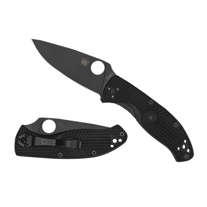 Spyderco C122PBBK Tenacious Lightweight 3.39" Folding Plain Black Oxide 8Cr13MoV SS Blade/Black Bi-Directional Texturing FRN Handle Includes Pocket Clip
