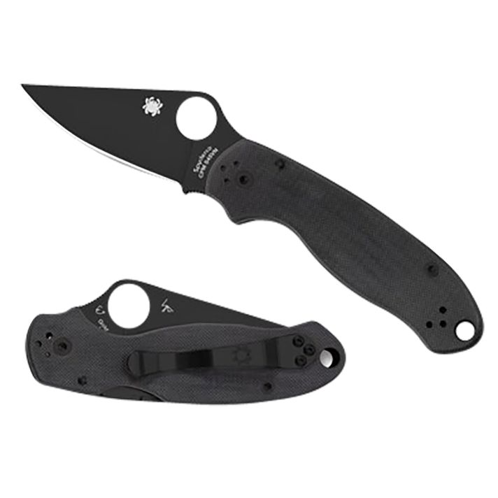 Spyderco C223GPBK Para 32.95" Folding Clip Point Plain Black DLC CPM S45VN SS Blade/Black G10 Handle Includes Pocket Clip