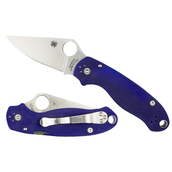 Spyderco C223GPDBL Para 32.95" Folding Plain Satin CPM S110V Blade/Dark Blue Textured G10 Handle Includes Pocket Clip