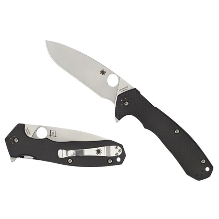 Spyderco C234CFP Amalgam3.80" Folding Drop Point Plain Satin CPM S30V SS Blade/Black Textured Carbon Fiber/G10 Handle Includes Pocket Clip
