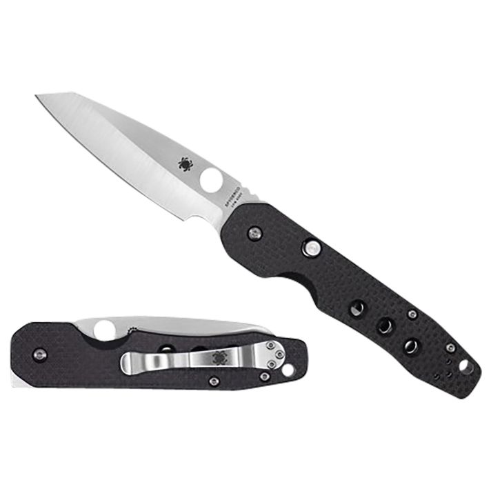 Spyderco C240CFP Smock3.39" Folding Plain Stonewashed CPM S30V SS Blade/Black Textured Carbon Fiber/G10 Handle