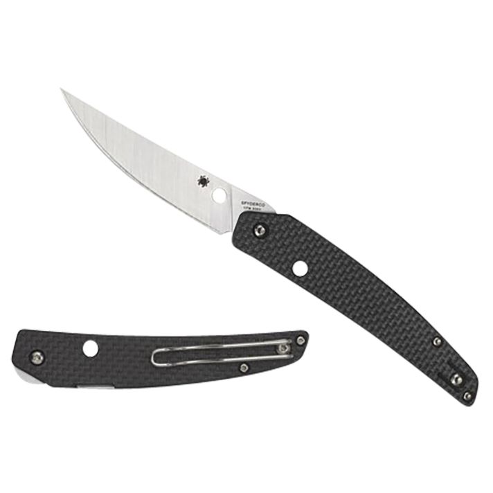 Spyderco C242CFP Ikuchi3.26" Folding Plain CPM S30V SS Blade/Black Textured Carbon Fiber/G10 Handle Includes Pocket Clip