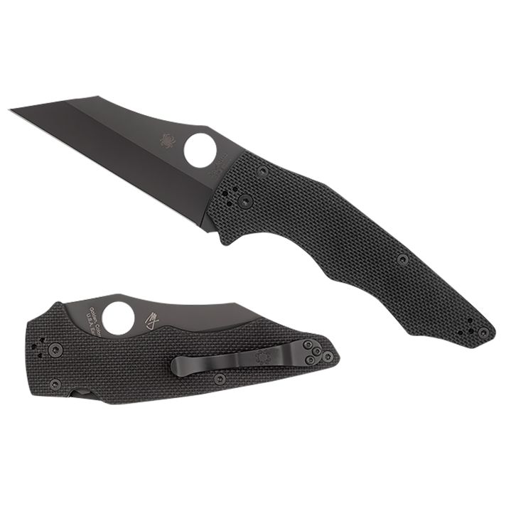 Spyderco C253GPBBK YoJumbo3.98" Folding Wharncliffe Plain Black DLC CPM S30V SS Blade/Black Textured G10 Handle Includes Pocket Clip
