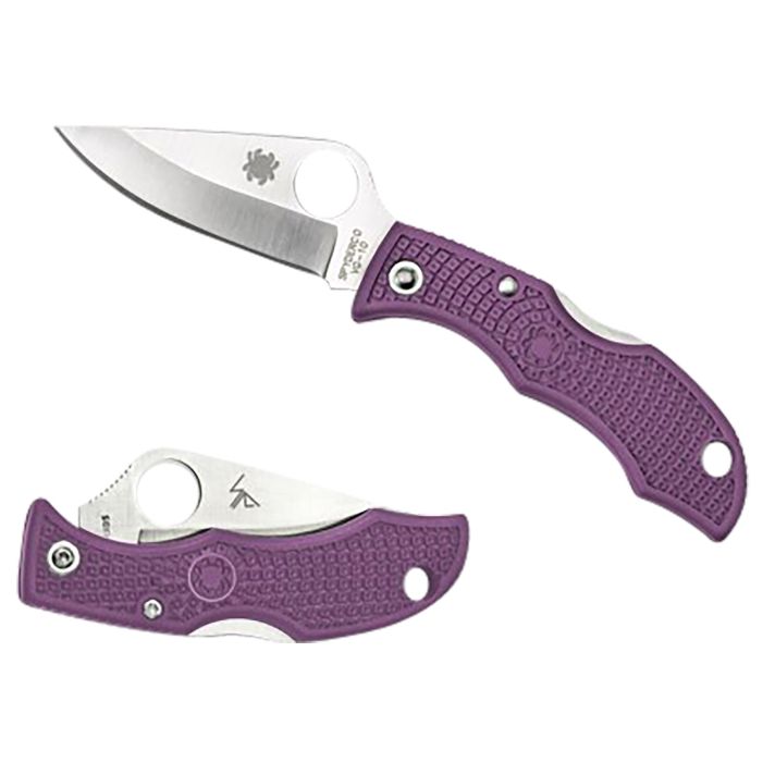 Spyderco LPRP3 Ladybug 3 Salt 1.94" Folding Plain Stonewashed H2 Steel Blade/Purple Bi-Directional Texturing FRN Handle