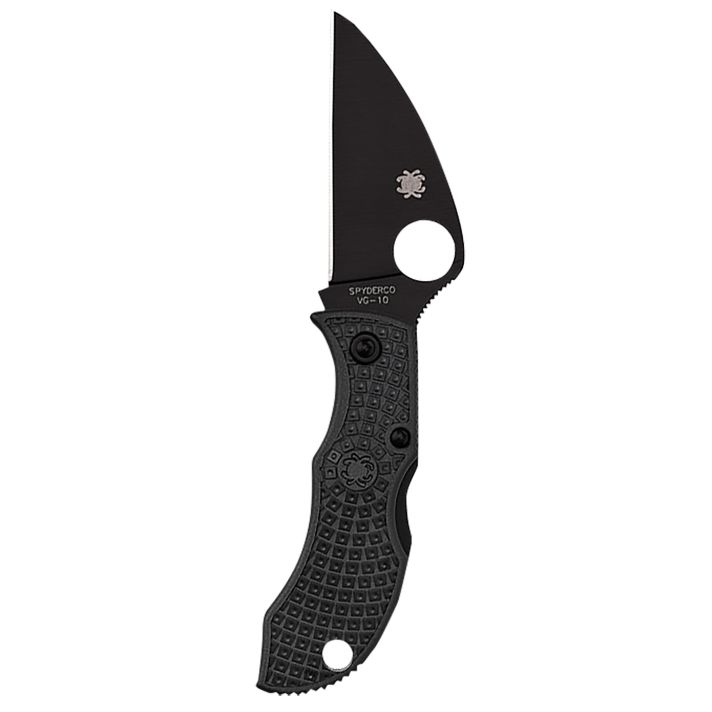Spyderco MBKWPBK Manbug1.91" Folding Wharncliffe Plain Non-Reflective Black TiCN VG-10 SS Blade/Black Textured FRN Handle