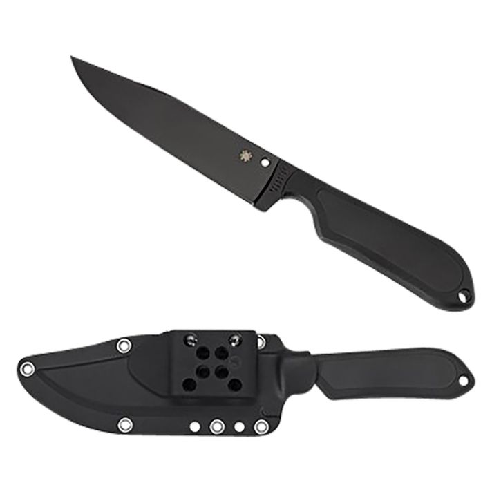 Spyderco FB04PBB Street Bowie5.05" Fixed Clip Point Plain Black DLC VG-10 SS Blade/Black Textured FRN Handle Includes Sheath w/G-Clip