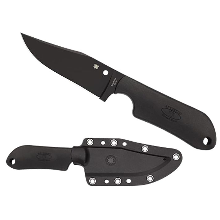 Spyderco FB15PBBK Street Beat3.51" Fixed Bowie Plain Black DLC VG-10 SS Blade/Black Textured FRN Handle