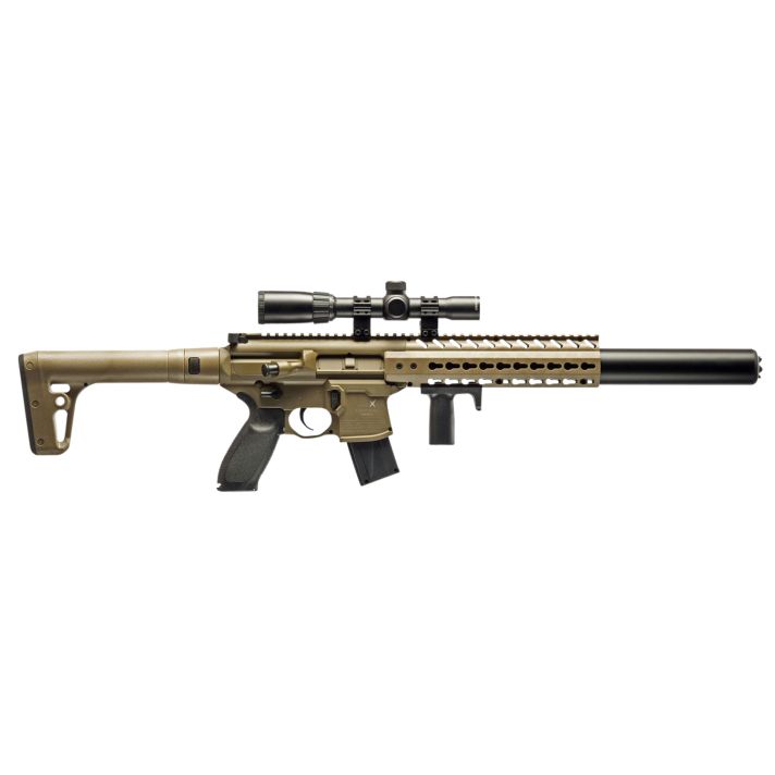Sig Sauer Airguns AIRMCX MCX AirCO2 177 Pellet 30rd Flat Dark Earth Flat Dark Earth Synthetic Stoc with 1-4x24mm Scope
