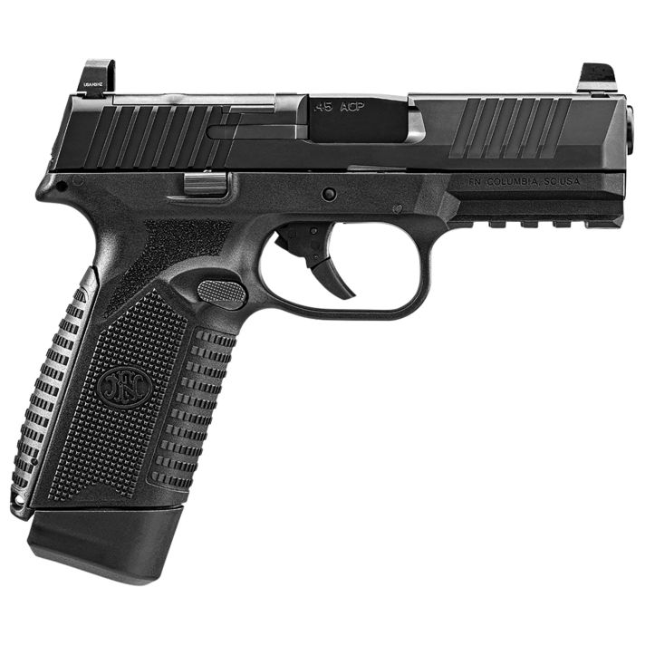 FN 66101387 545 MRD Full Size Frame 45 ACP 15+1, 4.10" Black Target Crown Steel Barrel, Black PVD Optic Cut/Serrated Steel Slide & Polymer Frame w/Picatinny Rail,Ambidextrous