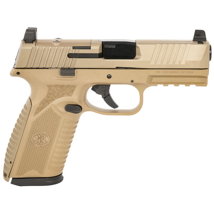 FN 66101380 510 MRD Full Size 10mm Auto 15+1, 4.10" Black Target Crown Steel Barrel, Flat Dark Earth PVD Optic Cut/Serrated Steel Slide & Polymer Frame w/Picatinny Rail, Ambidextrous