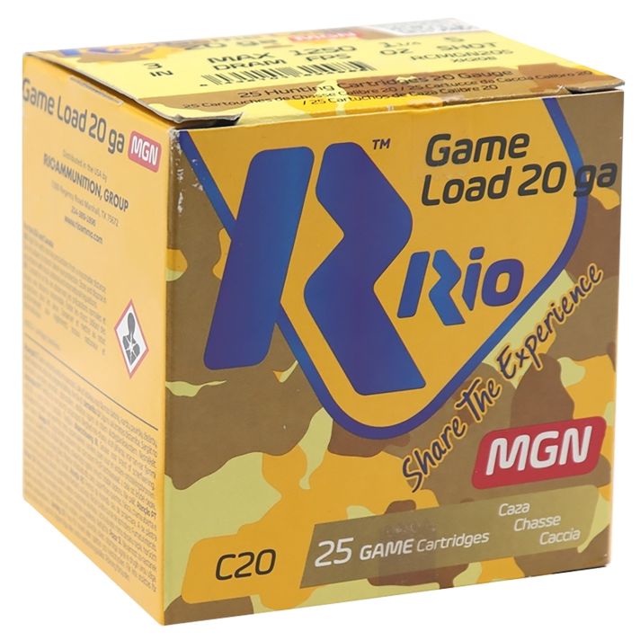 Rio Ammunition RC20MGN5 Game Load20Gauge 3" 1 1/4oz 5Shot 25 Per Box/10 Case