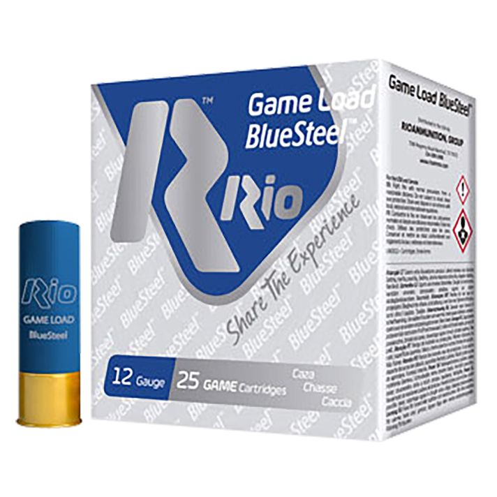 Rio Ammunition GLBS327 Game Load BlueSteel12Gauge 2.75" 1 1/8oz 7Shot 25 Per Box/10 Case