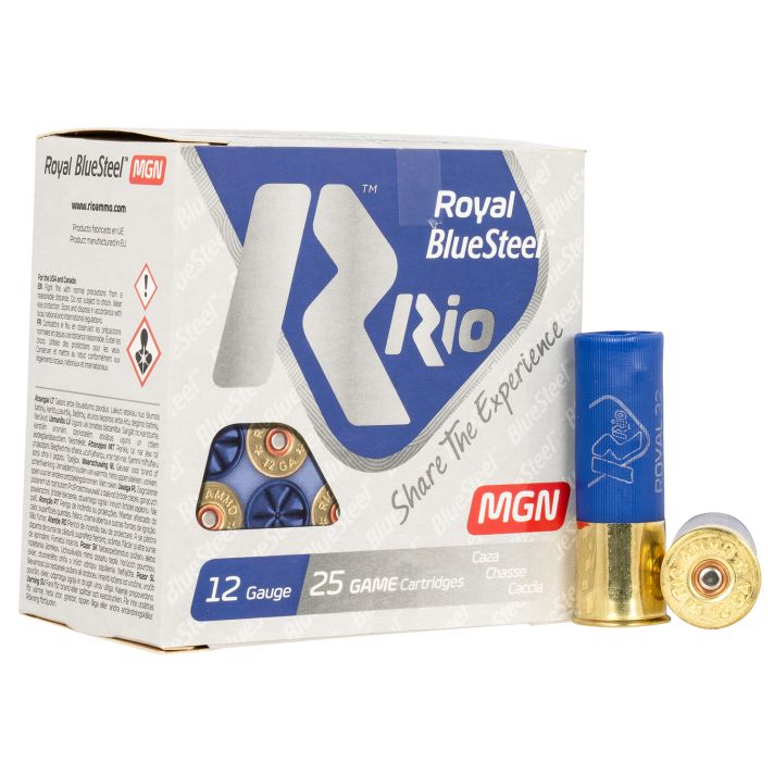Rio Ammunition RBSM323 Royal BlueSteel12Gauge 3" 1 1/8oz 3Shot 25 Per Box/10 Case