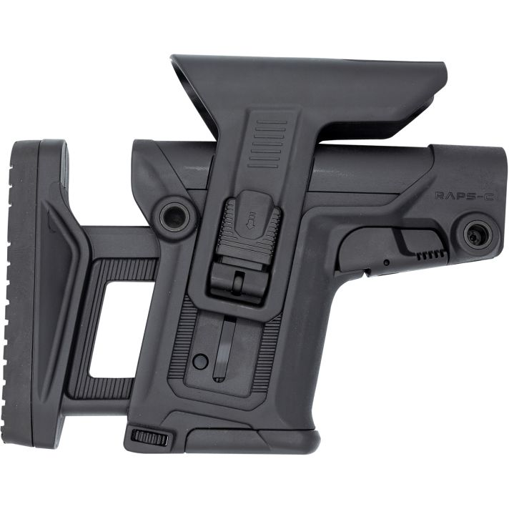 FAB Defense FXRAPSCB RAPS Rapid Adjustment Precision Stock-Collapsible Fits Mil-Spec/Commercial Buffer Tubes Integrated Cheek-Rest & Adjustable LOP Ambidextrous 1Latch System Black Polymer