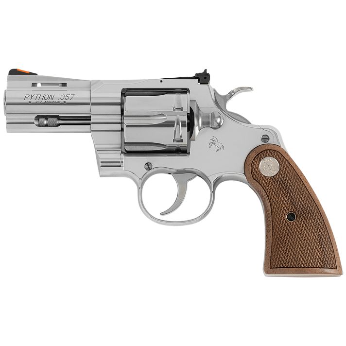 Colt Mfg PYTHONSP2WCTS Python357 Mag/38 Special 6 Shot 2.50" Stainless Recessed Target/Vent Rib Barrel, Stainless Cylinder & Frame, Walnut w/Colt Medallion Grip