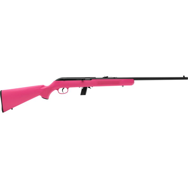 Savage Arms 40218 64 F Full Size 22 LR 10+1 21" Matte Black Carbon Steel Barrel, Matte Black Grooved Carbon Steel Receiver, Pink Fixed Synthetic Stock, Right Hand