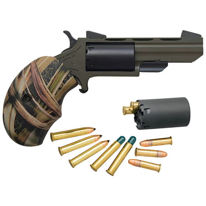 North American Arms NAATGHC Huntsman Conversion 22 LR 22 Mag 5rd 2" Heavy Vent Rib Barrel, OD Green Cerakote Steel Frame, Matte Black Cylinder, Camo Grip