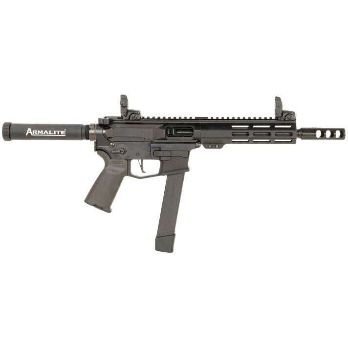 ArmaLite M15PDW40 M-15 PDW 40 S&W 31+1 8.50", Black, Buffer Tube (No Brace), Muzzle Brake, Magpul Furniture, MOE+ Grip, MBUS Sights (Glock Mag Compatible)