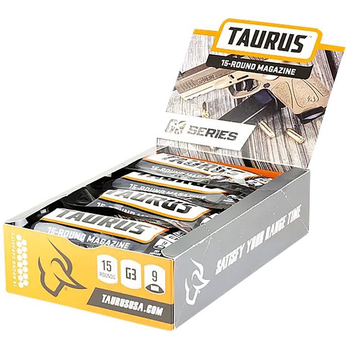 Taurus 389000901 G3 Magazine Pop Display 15rd 9mmLuger Black Steel w/ Polymer Base Plate (12 Mags)