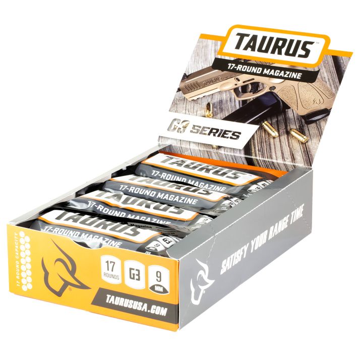 Taurus 389000902 G3 Magazine Pop Display 17rd 9mmLuger Black Steel w/ Polymer Base Plate (12 Mags)