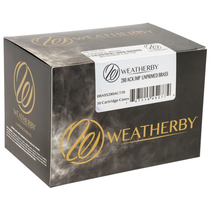 Weatherby BRASS280ACT50 Unprimed Cases280ACKLEY Rifle Brass 50/Box